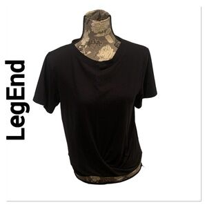 LEGEND Black Cropped T-shirt size large Activewear Workout Yoga